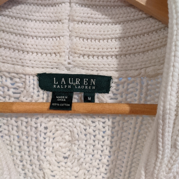 Lauren Ralph Lauren White Knit Zip-Front Sweater - Picture 2 of 5